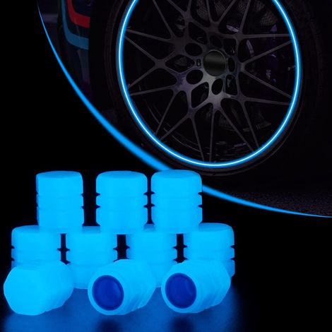 50 Stück Autoreifenventilkappen, Fluoreszierende Autoreifenventilkappen, Fluoreszierende Reifenventilkappen Für Auto, Lkw, Suv, Motorrad, Fahrrad (blau)