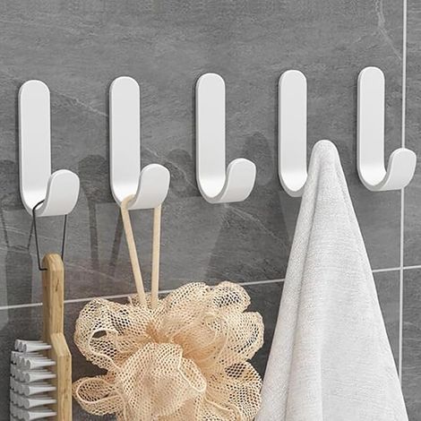 Selbstklebende Wandhaken, 12 Stück Selbstklebende Haken, Edelstahl-klebehaken, Weiße Haken Für Küchenhandtücher, Haken Für Badezimmerhandtücher Ohne