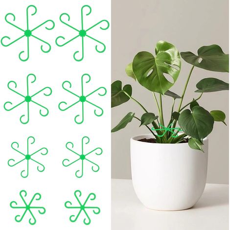 Pflanzenstängelstützen, 8 Stück, 4 Größen, Kletterpflanzenclips, Pflanzenstützen Zur Stabilisierung Und Blattstütze, Befestigungsclips Für Grüne Kletterpflanzen Im Innenbereich (grün)
