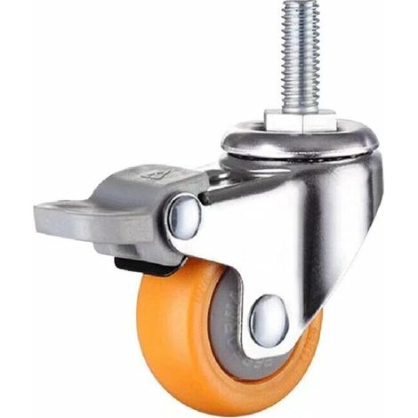 Schwerlast-transportrollen Mit Bremse, 360°-drehfunktion, Ideal Für Kleinmöbel (orange, Abmessungen: 32 Mm, M6×15), 5 Stück