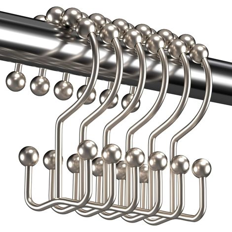 Set Mit 12 Duschvorhanghaken, Duschvorhangringen, Doppelpolstern, Duschhaken, Badezimmerringen