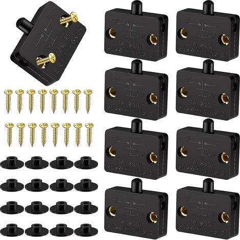 8 Stück Momentan-schranktürschalter, Automatischer Schalter 1a 250v, Schranklichtschalter, Schrankschalter (schwarz)