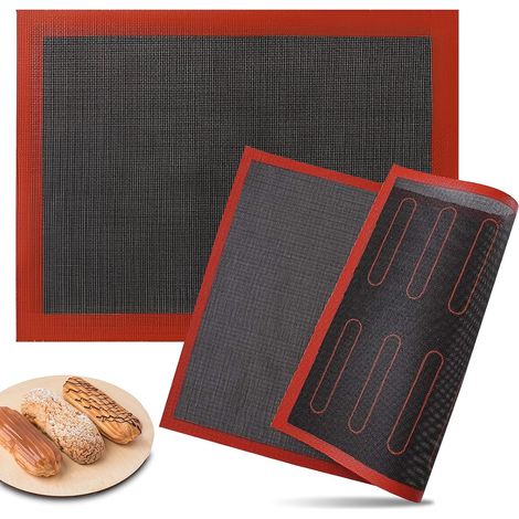 2-teilige Silikon-backmatten Für Den Backofen, 40 X 30 Cm, Doppelseitige Silikon-gebäckmatten, Mikroperforiert, Antihaftbeschichtet Und Wiederverwendbar, Für Blätterteiggebäck, Kekse, Brot, Gebäck, Pi