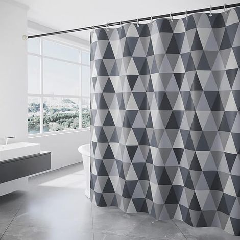 Duschvorhang, 180 X 200 Cm, Maschinenwaschbarer Duschvorhang Aus Polyester, Badezimmer-duschvorhang, Dreiecksmuster