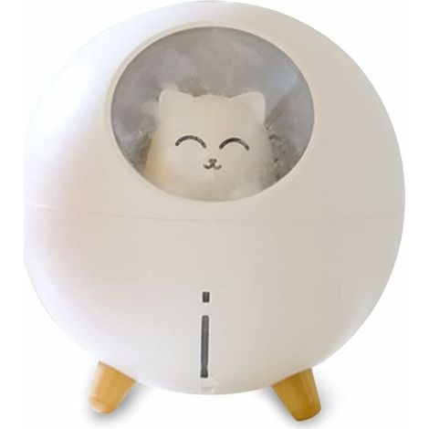 220-ml-luftbefeuchter Für Zuhause, Kaltnebel Mit 7-farbigem Licht, Automatischer Abschaltung, Sprühfunktion Für Büro (weiße Katze)
