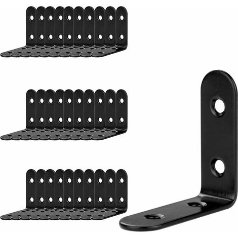 30 Stück Schwarze Edelstahl-befestigungswinkel 50 X 50 X 2 Mm, Metalleckenverstärkungen Für Möbelbefestigung Und -reparatur, Verstärkte Verbindungen, Schwarz
