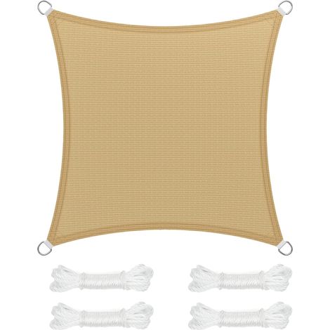 Quadratisches Gelbes Sonnensegel (3 X 3 M) Für Balkon Oder Garten Aus Atmungsaktivem Hdpe-polyethylen.