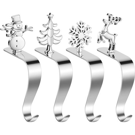 Weihnachtsstrumpfhaken Im Kamin-design, 4-teiliges Set, Weihnachtsstrumpfhalter, Weihnachtliche Dekoration Aus Metall
