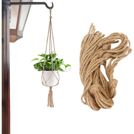 4er-set Makramee-hängeampeln, Makramee-pflanzenampeln, Hängeblumentopfhalter, Makramee-pflanzenampeln, Hängepflanzentopfhalter Aus Baumwollseil, Gartendekoration