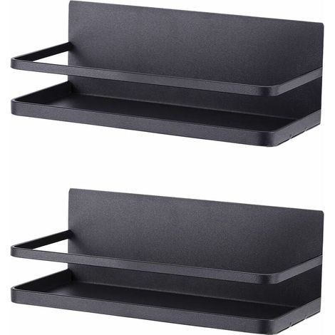Magnetisches Gewürzregal Für Den Kühlschrank, Platzsparender Kühlschrank-organizer, 2-teilig, Mattschwarz