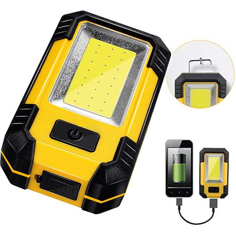 Arbeitsleuchte Mit Cob-led, 1200 Lumen, Superhelle, Tragbare Lampe Mit Magnetfuß Und Haken, 30 W, Mechanikerlampe Für Reparaturen, Gelb