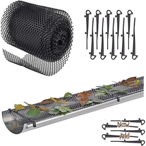 Hochwertiges, Robustes Dachrinnennetz [inklusive 12 Haken + 1 Netzpaneel 6 M X 15 Cm] Dachschutz + Laubschutz