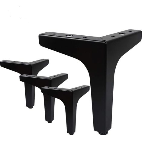 Set Mit 4 Möbelfüßen, Tragfähigkeit Bis Zu 600 Kg, Moderne Metall-tischbeine In Dreiecksform, Haarnadel-möbelfüße Für Schränke, Sofas, 4 Schutzkappen Für Die Füße, Schwarz (15 Cm)