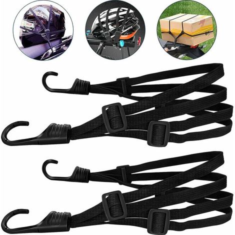 Stück Elastische Bungee-seile Mit Haken, Motorrad-gummigurt, Gepäckgurt, Helmgurt, Schwarze Elastische Bungee-seile, Motorradgurt Usw. (60 Cm, 2 Stück)
