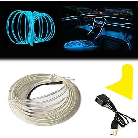 Innenraum-lichtleiste Für Autos, 5 M Neonkabel Mit Sicherungsschutz, Geeignet Für Die Autodekoration (5 M, Eisblau)