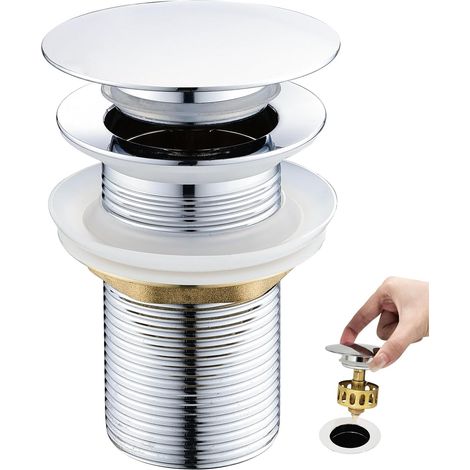Ablaufgarnitur Für Waschbecken (pop-up), Ablaufgarnitur Ohne Überlauf, Ablaufstopfen Mit Siebkorb, Waschbecken Mit 1/4"-loch, Chrom, Silber