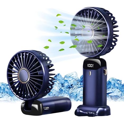 Mini-usb-ventilator, Tragbarer Tischventilator, Kleiner 5-stufiger Taschenventilator Mit Standfuß, Faltbarer Tischventilator, Für Den Außenbereich (dunkelblau)