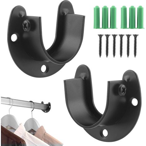 2er-pack Gardinenstangenhalterungen, Kleiderstangenaufnahmen, 32 Mm Edelstahl U-förmige Kleiderstangenrohrhalterungen Mit Offenem Flansch, Inklusive Kleiderstangenaufnahmen Und Schrauben (