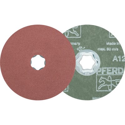 PFERD TOOLS COMBICLICK Korund Fiberscheibe Ø 115 mm A120 für universelle Anwendungen