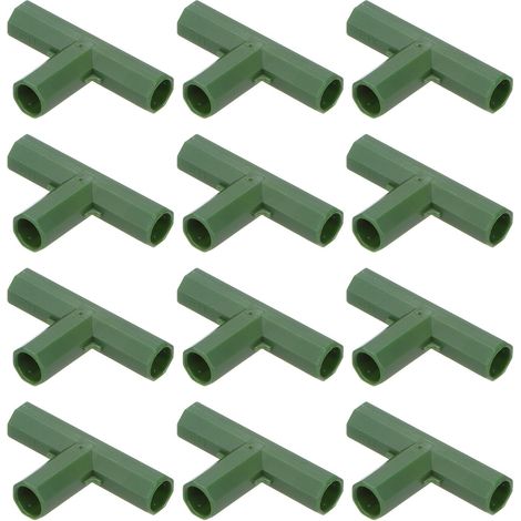 12 Stück 16-mm-gewächshausrahmen-verbinder, 3-wege-flachrohrverbinder Für Weinreben-rankgerüste/sonnenschutz, Gewächshauszubehör [grün]