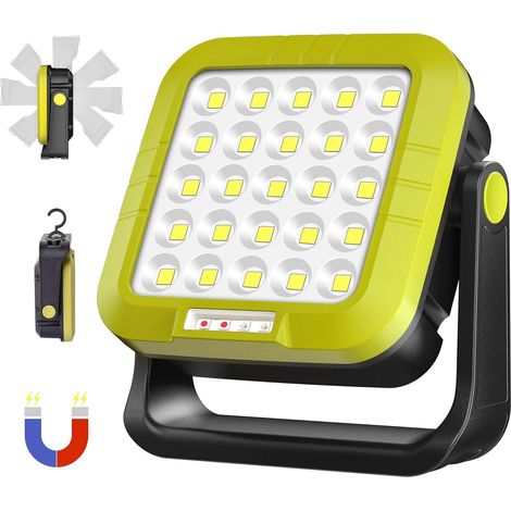Wiederaufladbarer 30-w-led-flutlichtstrahler, 1500 Lm Led-arbeitsleuchte Mit 7 Leuchtmodi, 5400 Mah Akku – Ideal Für Camping, Arbeit Und Angeln.