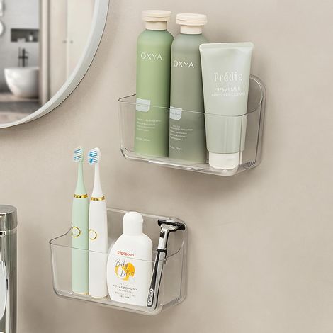 Badezimmerregal, 2-teiliges Duschregal, Kein Bohren Erforderlich, Wandmontierte Badezimmer- Und Küchenregale (kleiner Korb 2)