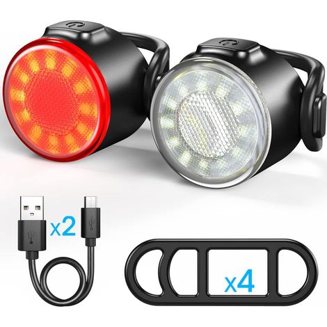 Lumiere Velo, Usb-wiederaufladbare Vorder- Und Rückleuchte Für Fahrräder, Ipx5 Wasserdichte Led-fahrradleuchte, 6 Beleuchtungsmodi, Geeignet Für Rennrad-/mountainbiken Und Nachtfahrten.