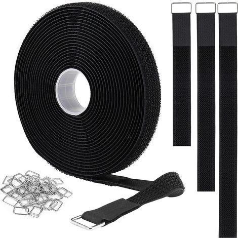 5 M Kabelbinder Mit Klettverschluss, 25 Metallösen, Verstellbare Klett-kabelbinder, Wiederverwendbare Nylon-kabelbinder, 2 Cm Breit, Schwarz