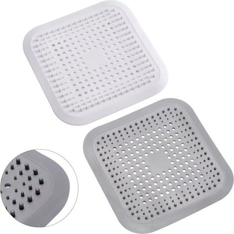 Set Mit 2 Silikon-duschhaarfängern Mit Saugnäpfen, Abflusssieb, Universeller Haarfilter Für Bad, Badewanne, Küche (weiß + Grau 14,
