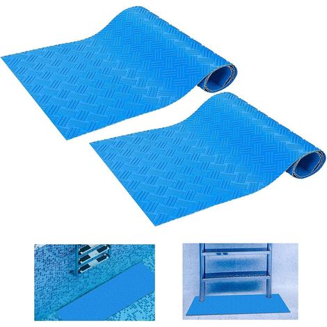 2-teilige Poolleitermatte, Große Poolstufenmatte Mit Rutschfester, Strukturierter Schutzmatte Für Aufstellpools Und Treppen, 90 X 23 Cm