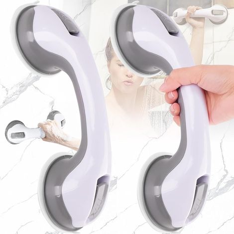 2-teiliges Duschhaltegriff-set Mit Saugnapf, Rutschfeste Sicherheits-haltegriffe Fürs Badezimmer, Abnehmbarer Sicherheits-duschgriff, Für Badezimmer, Dusche, Kinder Und Senioren (grau)