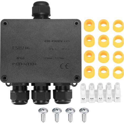 Ip68 Wasserdichte Anschlussdose, Wasserdichte Außenanschlussdose, 4-wege-kabelverbinder Für 4-mm- Bis 12-mm-kabel, Kunststoff