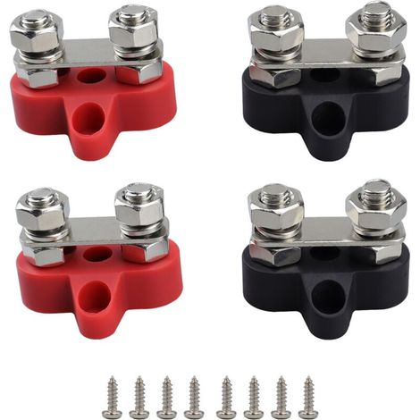 4-teiliger Sammelschienen-klemmenblock, Universeller Batterieklemmenblock Für 12–48 V Dc-sammelschiene, M8-schraubanschluss, Für Pkw, Lkw, Freizeitfahrzeuge Und Mehr
