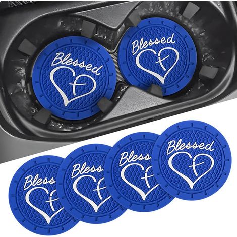 4 Stück Pvc-becherhalter Für Fahrzeuge, Universelle Auto-becherhaltermatten, 7 Cm Durchmesser, Staubdichte Auto-becherhaltermatten, Rutschfest Für Suvs, Lkws Und Pkws (blau)