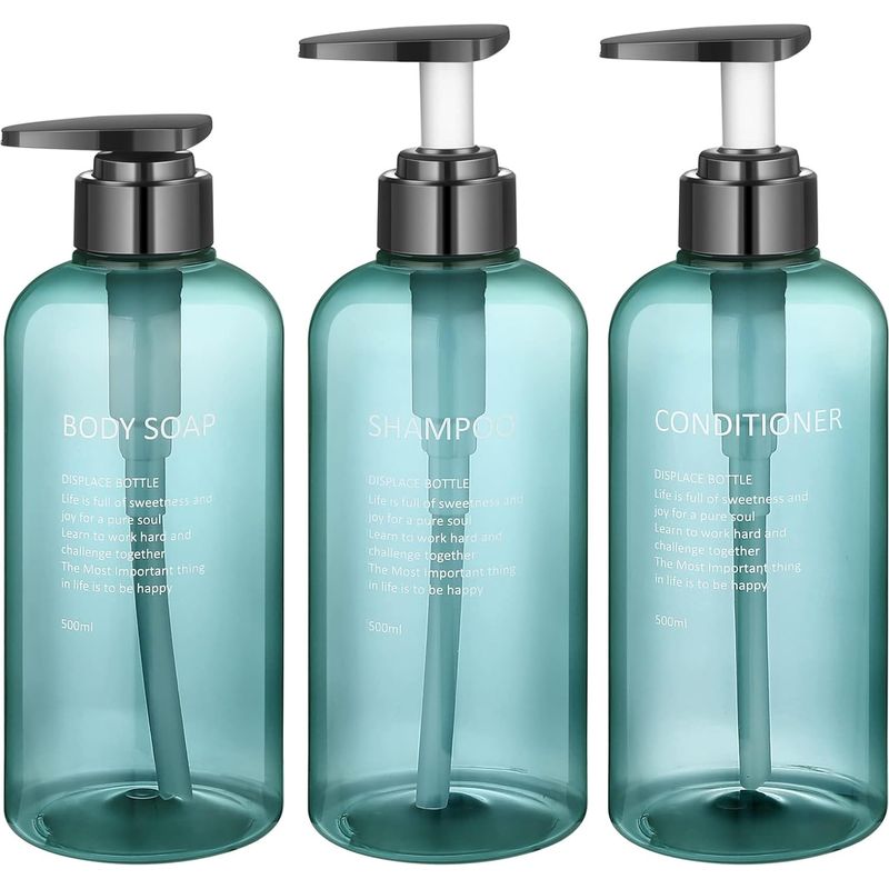 3-teiliges Set Leerer Pumpflaschen, 500 Ml/16,9 Oz Nachfüllbare Pumpflasche, Leere Shampooflasche Für Duschgel, Spülung, Lotion (blau)