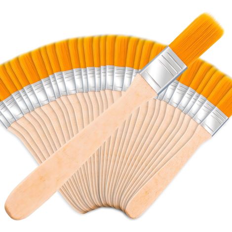 30-teiliges Set Aus 1,4 Cm Breiten Flachpinseln Mit 13 Cm Langen Holzgriffen, Kleine Flachpinsel Für Heimwerkerarbeiten Wie Wandanstrich, Lackieren, Beizen, Kleben Und Gesso.