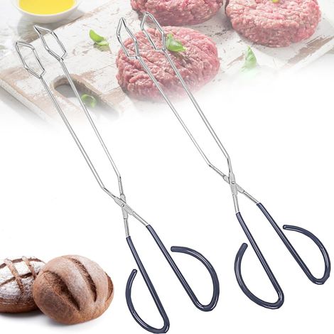 2 Grillzangen, Extra Lange Scherenzangen, Kochzangen, Brotbackzangen, Grillzangen, Brotzangen, Kohlefaserzangen, Feuerzangen