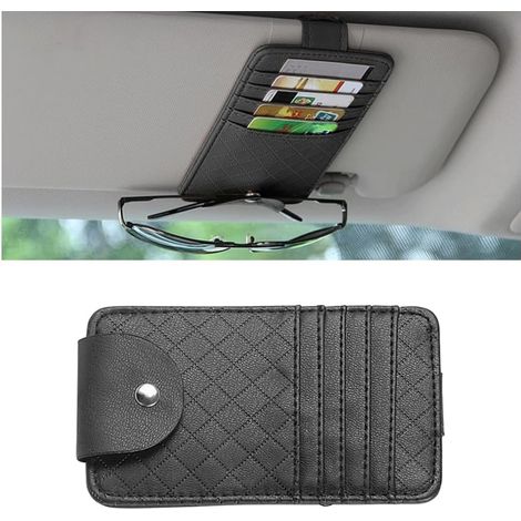 Multifunktionale Auto-aufbewahrungstasche Für Sonnenbrille, Bankkarten, Dokumente, Füllfederhalter, Organizer Für Die Sonnenblende, Verstellbarer Kartenhalter Für Die Sonnenblende (schwarz)