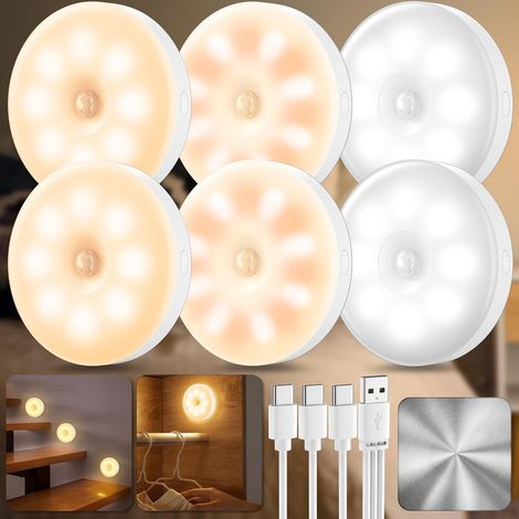 6-teiliges Bewegungsmelder-lichtset Für Den Innenbereich, Bewegungsmelder-nachtlicht Für Flur, Küche, Treppenhaus, Kinderzimmer, Kleiderschrankbeleuchtung