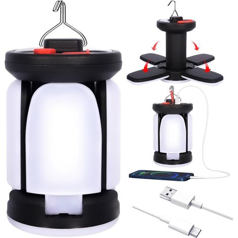 Wiederaufladbare Campinglaterne, 3600 Mah, 6 Leuchtmodi, 60 Superhelle 360°-leds, Ipx4 Wasserdichte Tragbare Campinglampe, Faltbare Campinglampe Zum Angeln, Wandern, Für Die Garage, Zum Campen Usw.