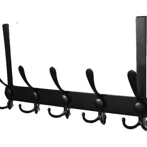 Türhänger-garderobe, Türhaken Aus Edelstahl, Hängender Türhaken Für Schlafzimmer-, Badezimmer- Und Küchentüren (schwarz, 15 Haken, 4,5 Cm)