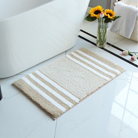 Badematte, Saugfähige, Rutschfeste Badematte, Mikrofaser-chenille-badematte, Maschinenwaschbar, 40 X 60 Cm, Beige