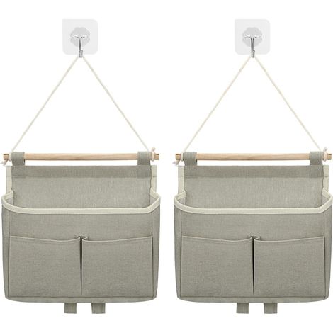 Wandmontierte Aufbewahrungstasche, 2 Stück Hängebeutel, Große Taschen, Organizer Für Die Tür, Stapelbar, Wasserdicht, Leinenstoff, Für Schlafzimmer, Badezimmer, Büro, Küche (grau)