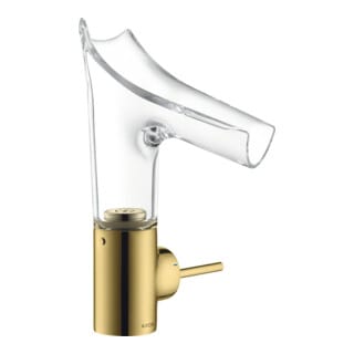 hansgrohe Waschtisch-Einhebelmischer Axor Starck V 140 m Glas, unver Abl.garn, pol. gol opt