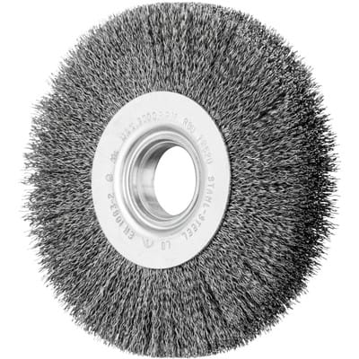 PFERD TOOLS Rundbürste breit ungezopft RBU Ø125x20xvariable Bohrung Stahl-Draht-Ø0,30 Schleifbock