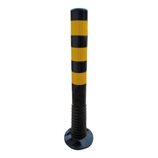 Schake Flexipfosten schwarz, selbstaufrichtend, Ø 80mm, Höhe: 750mm + 3 gelb refl. Streifen, inkl Befestigungsmaterial
