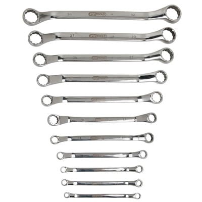 KS Tools EDELSTAHL Doppel-Ringschlüssel-Satz, gekröpft, 11-teilig