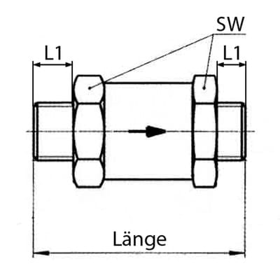 Riegler Rückschlagventil, Durchgangsform, MS, G 1/4 AG, 0,2 - 0,4 bar