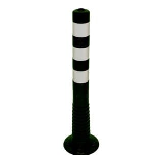 Schake Flexipfosten schwarz, selbstaufrichtend, Ø 80mm, Höhe: 750mm + 3 weiß refl. Streifen, inkl Befestigungsmaterial