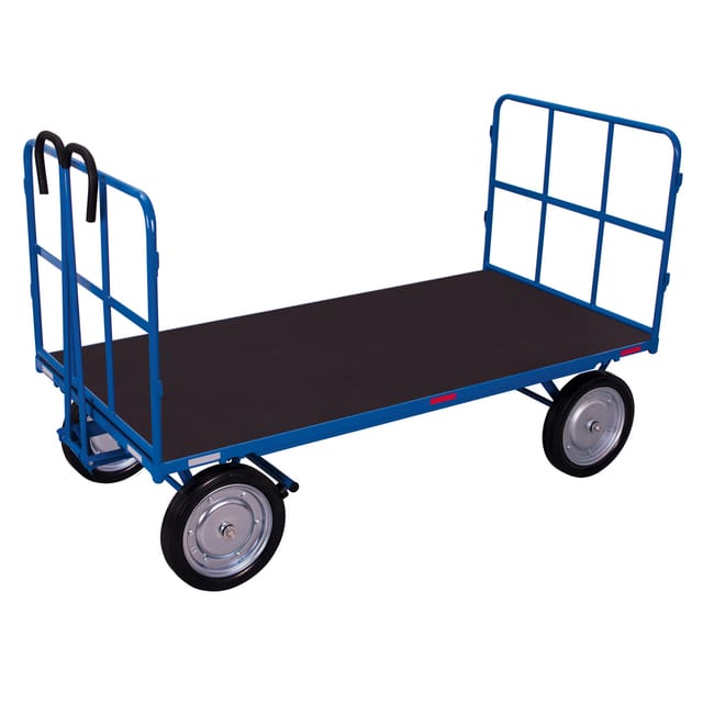 VARIOfit Handpritschenwagen mit 2 Rohrgitterwänden Vollgummibereifung 1.140 x 800 mm Traglast 1.000 kg